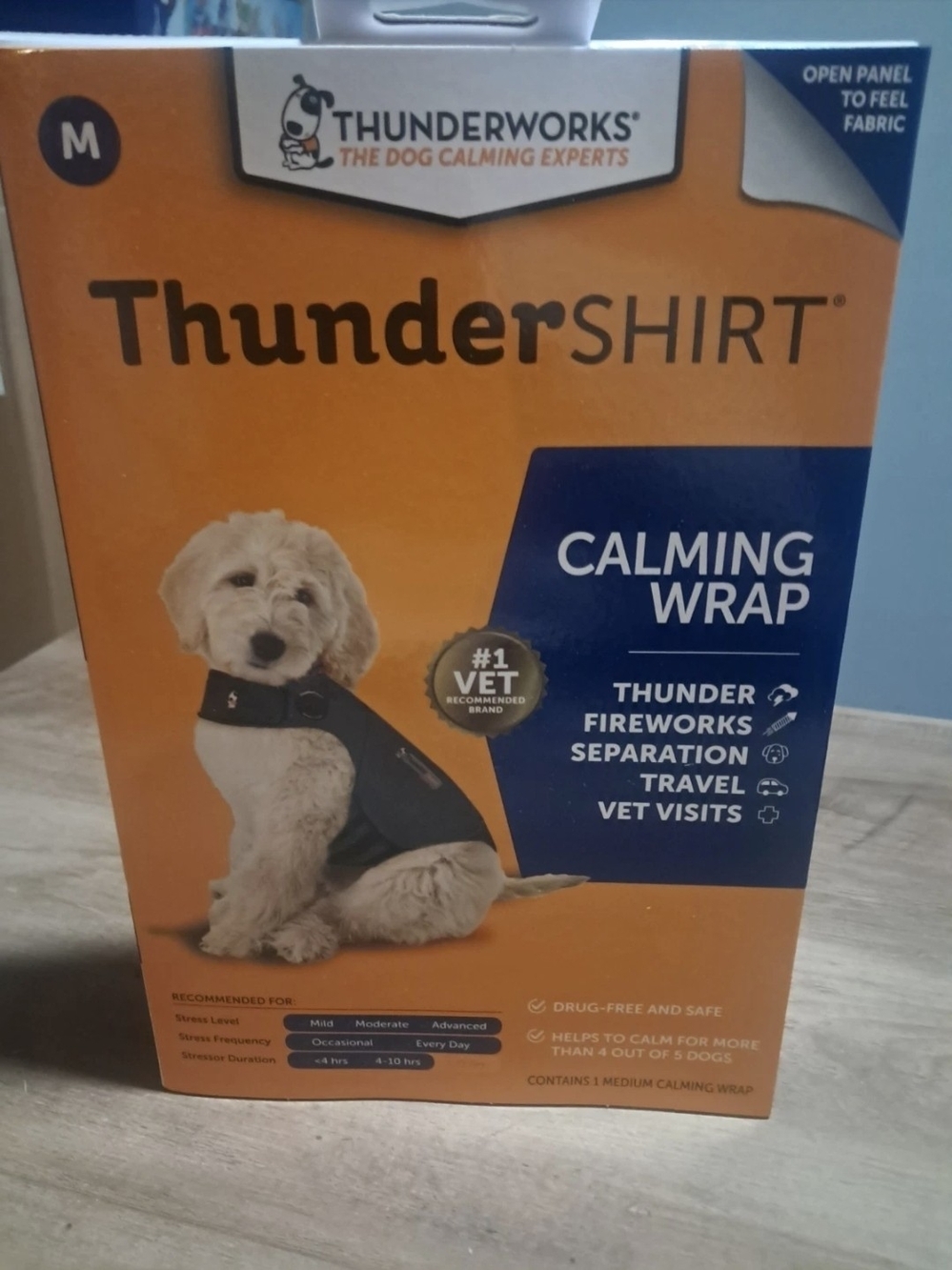 Thundershirt Calming Wrap by ThunderWorks - Black and Orange Box